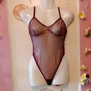 Ileviham (M) Polkadot Mesh Teddy Lingerie Bodysuit